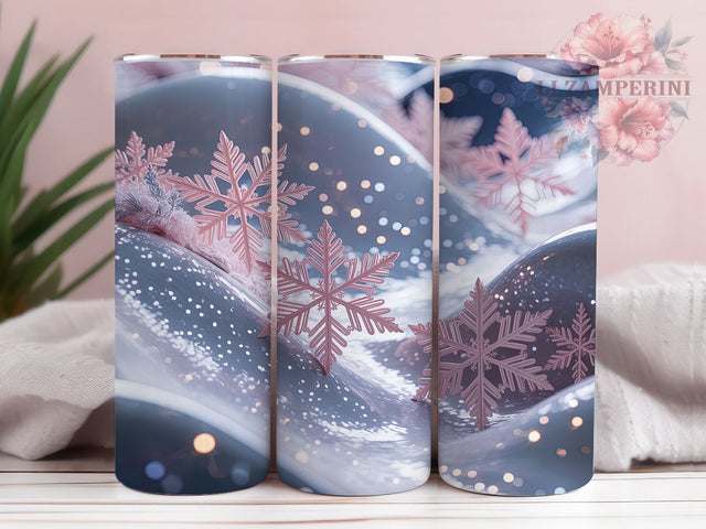 Pink Silver Glitter Snowflake Tumbler, Winter Holidays Wrap, Silver Seamless Mug Design, Christmas Sublimation Wrap, Festive Drinkware, Cute Winter Gift, Sparkly Holiday Cup Sublimation Li Zamperini 
