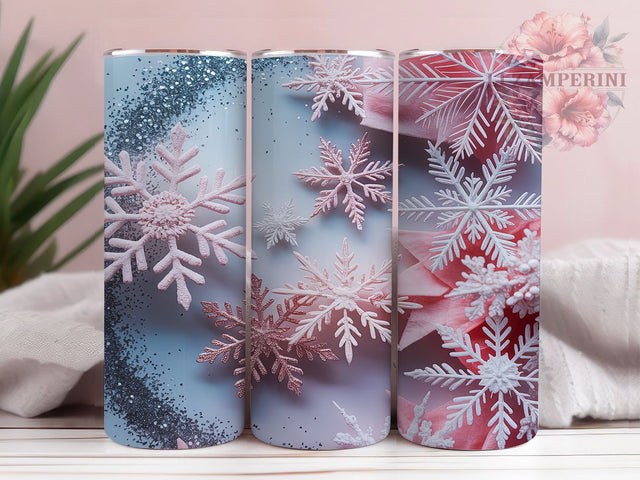 Pink Silver Glitter Snowflake Tumbler, Winter Holidays Wrap, Silver Seamless Mug Design, Christmas Sublimation Wrap, Festive Drinkware, Cute Winter Gift, Sparkly Holiday Cup Sublimation Li Zamperini 