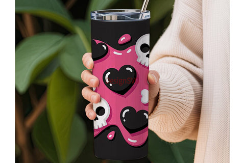 Pink Skull 20oz Tumbler Wrap Sublimation DesignSVG 