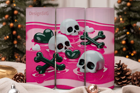 Pink Skull 20oz Tumbler Wrap Sublimation DesignSVG 