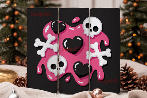 Pink Skull 20oz Tumbler Wrap Sublimation DesignSVG 