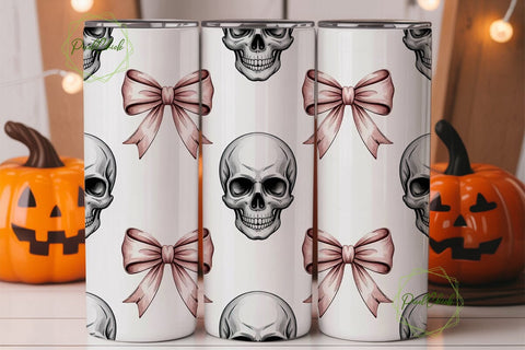 Pink Skull & Bows Tumbler Wrap Sublimation PixelChick 