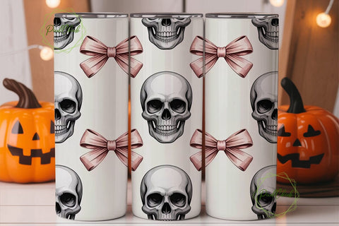 Pink Skull & Bows Tumbler Wrap Sublimation PixelChick 