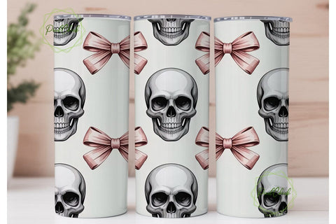 Pink Skull & Bows Tumbler Wrap Sublimation PixelChick 