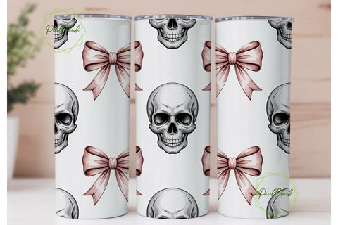 Pink Skull & Bows Tumbler Wrap Sublimation PixelChick 