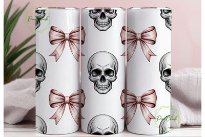 Pink Skull & Bows Tumbler Wrap Sublimation PixelChick 