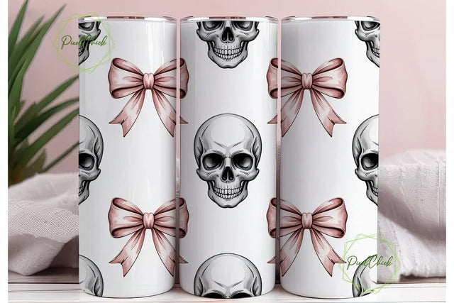 Pink Skull & Bows Tumbler Wrap Sublimation PixelChick 