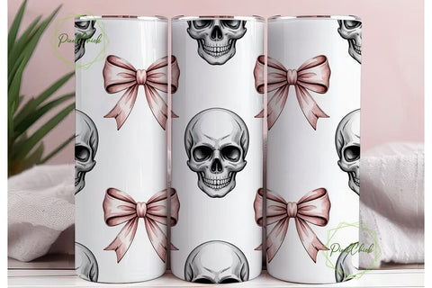 Pink Skull & Bows Tumbler Wrap Sublimation PixelChick 