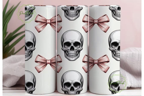Pink Skull & Bows Tumbler Wrap Sublimation PixelChick 