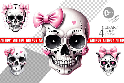 Pink Skull Clipart Sublimation artnoy 