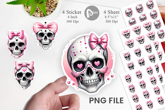 Pink Skull Sticker Sublimation artnoy 