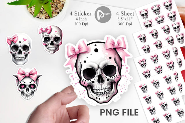 Pink Skull Sticker Sublimation artnoy 