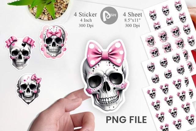 Pink Skull Sticker Sublimation artnoy 