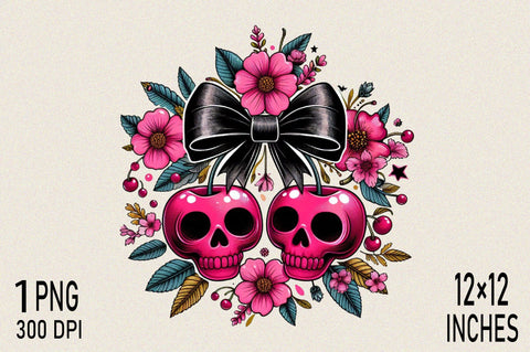 Pink skulls adorned with flowers Sublimation Clipart Sublimation SVGArt 