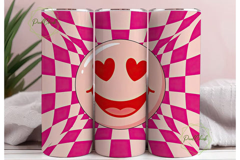 Pink Smiley Face 20oz Tumbler Wrap Sublimation PixelChick 