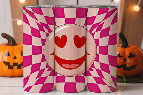 Pink Smiley Face 20oz Tumbler Wrap Sublimation PixelChick 