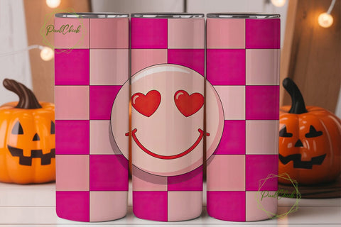 Pink Smiley Face 20oz Tumbler Wrap Sublimation PixelChick 