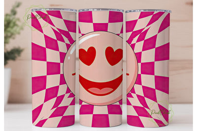 Pink Smiley Face 20oz Tumbler Wrap Sublimation PixelChick 