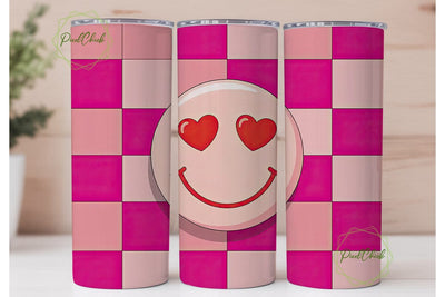 Pink Smiley Face 20oz Tumbler Wrap Sublimation PixelChick 