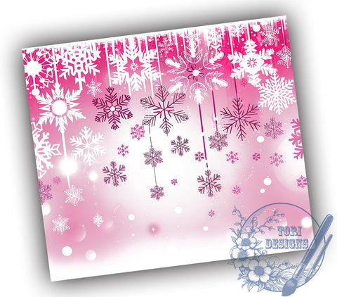 Pink Snowflake 20oz Skinny Tumbler, Snowflake Tumbler Png, Straight & Tapered Tumbler Wrap, Instant Digital Download Sublimation ToriDesigns 