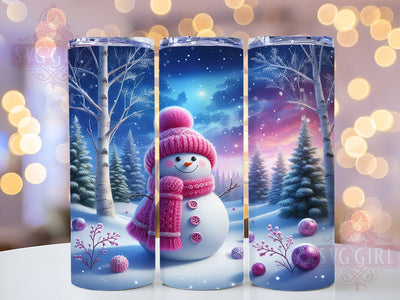 Pink Snowman Christmas Tumbler, Christmas Snowman Wrap, Holiday Snowman Sublimation, 20oz Pink Tumbler, Festive Snowman Art, Cute Christmas Mug, Winter Wonderland Cup Sublimation SvggirlplusArt 