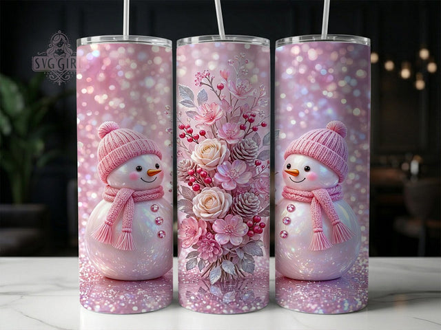 Pink Snowman Duo 20oz Tumbler, Pink Snowman Duo, Snowman Duo Tumbler, Pink Snowman Tumbler, Snowman Duo PNG, Pink Snowman PNG, 20oz Tumbler Wrap, Winter Tumbler PNG Sublimation SvggirlplusArt 