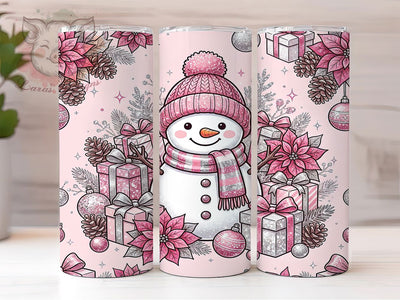 Pink Snowman Glitter 20oz Tumbler, Pink Snowman Glitter, Snowman Glitter, Glitter Tumbler, 20oz Tumbler, Pink Snowman, Snowman Tumbler, Tumbler Wrap Sublimation Lara' s Designs 