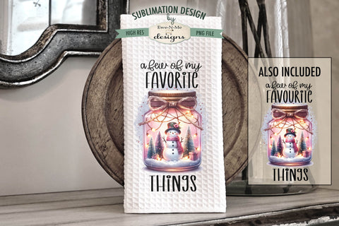 Pink Snowman Jars Kitchen Towel Sublimation Designs Sublimation Ewe-N-Me Designs 