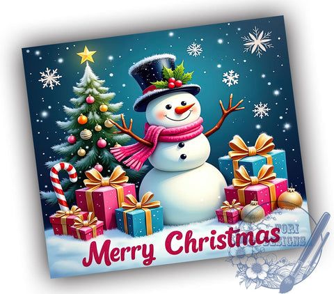 Pink Snowman Merry Christmas Tumbler Wrap, Merry Christmas, 20oz Tumbler, Sublimation Wrap, Holiday Drinkware, Winter Decor, Cute Christmas Mug Sublimation ToriDesigns 