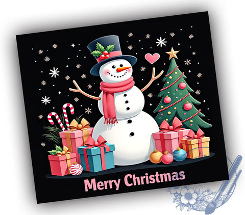 Pink Snowman Merry Christmas Tumbler Wrap, Merry Christmas, 20oz Tumbler, Sublimation Wrap, Holiday Drinkware, Winter Decor, Cute Christmas Mug Sublimation ToriDesigns 