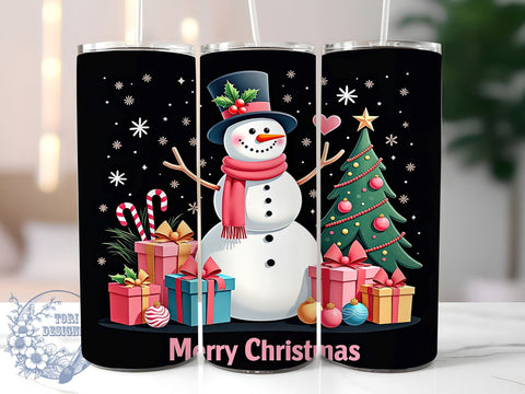 Pink Snowman Merry Christmas Tumbler Wrap, Merry Christmas, 20oz Tumbler, Sublimation Wrap, Holiday Drinkware, Winter Decor, Cute Christmas Mug Sublimation ToriDesigns 
