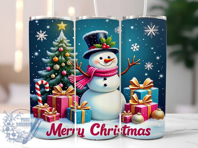 Pink Snowman Merry Christmas Tumbler Wrap, Merry Christmas, 20oz Tumbler, Sublimation Wrap, Holiday Drinkware, Winter Decor, Cute Christmas Mug Sublimation ToriDesigns 