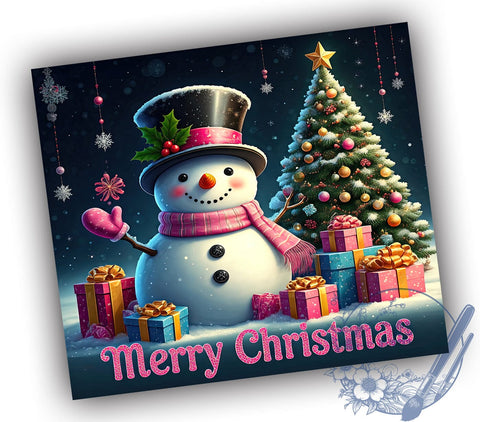 Pink Snowman Merry Christmas Tumbler Wrap, Merry Christmas, 20oz Tumbler, Sublimation Wrap, Holiday Drinkware, Winter Decor, Cute Christmas Mug Sublimation ToriDesigns 