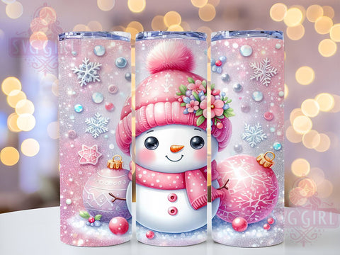 Pink Snowman Tumbler, Christmas Tumbler Design, 20oz PNG File, Holiday Sublimation Art, Winter Decor, Cute Snowman Graphics, Festive Tumbler, Seasonal Gift Ideas Sublimation SvggirlplusArt 