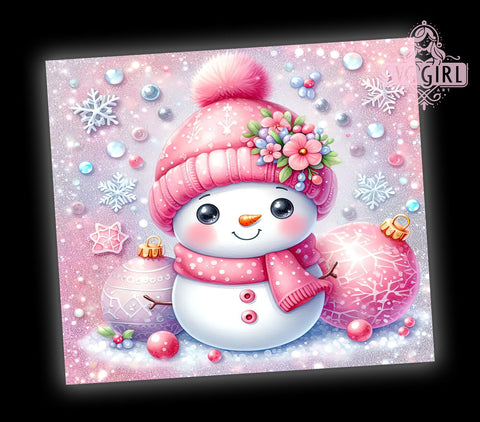 Pink Snowman Tumbler, Christmas Tumbler Design, 20oz PNG File, Holiday Sublimation Art, Winter Decor, Cute Snowman Graphics, Festive Tumbler, Seasonal Gift Ideas Sublimation SvggirlplusArt 