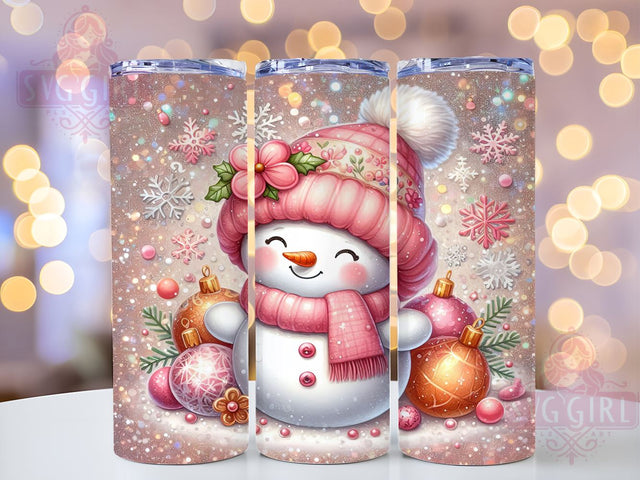 Pink Snowman Tumbler, Christmas Tumbler Design, 20oz PNG File, Holiday Sublimation Art, Winter Decor, Cute Snowman Graphics, Festive Tumbler, Seasonal Gift Ideas Sublimation SvggirlplusArt 