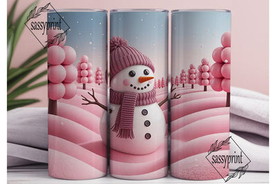 Pink Snowman Winter Wonder 20oz Wrap Sublimation sassyprint 