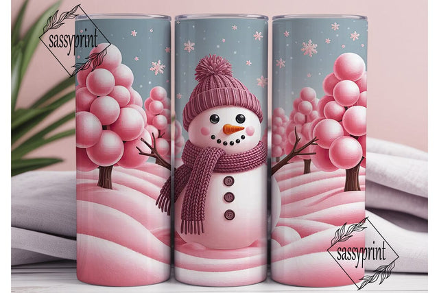 Pink Snowman Winter Wonder 20oz Wrap Sublimation sassyprint 