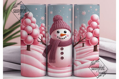 Pink Snowman Winter Wonder 20oz Wrap Sublimation sassyprint 