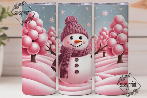 Pink Snowman Winter Wonder 20oz Wrap Sublimation sassyprint 