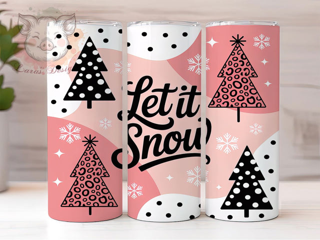 Pink Snowy Leopard Tumbler, Let It Snow, Winter Pink, Snowy Leopard Print, Festive Tumbler, 20oz Tumbler, Sublimation Design Sublimation Lara' s Designs 