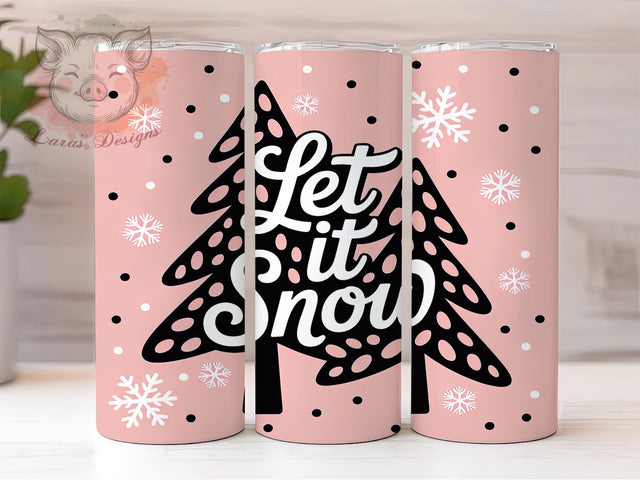 Pink Snowy Leopard Tumbler, Let It Snow, Winter Pink, Snowy Leopard Print, Festive Tumbler, 20oz Tumbler, Sublimation Design Sublimation Lara' s Designs 