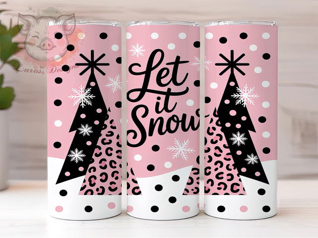 Pink Snowy Leopard Tumbler, Let It Snow, Winter Pink, Snowy Leopard Print, Festive Tumbler, 20oz Tumbler, Sublimation Design Sublimation Lara' s Designs 