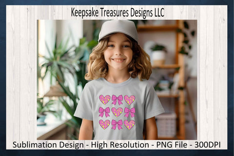Pink Softball Hearts and Coquette Bows, Spring Sport, Sublimation Png, Softball T-Shirt Design, Digital Download Sublimation Keepsake Treasures Designs LLC. 