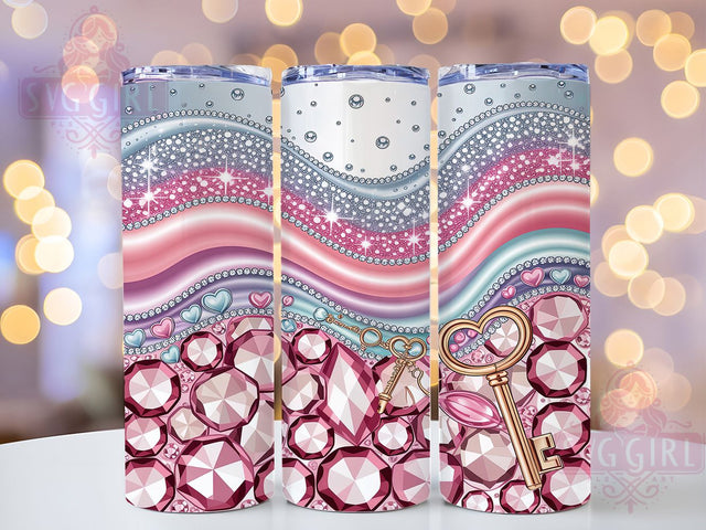 Pink Sparkle Glam Tumbler, Glam Sparkle Wrap, Digital Glitter Design, Sublimation Cup, 20oz Skinny Tumbler, Girly Glam Drinkware, Sparkly Pink Style Sublimation SvggirlplusArt 