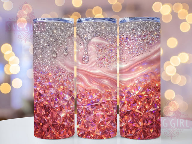 Pink Sparkle Glam Tumbler, Glam Sparkle Wrap, Digital Glitter Design, Sublimation Cup, 20oz Skinny Tumbler, Girly Glam Drinkware, Sparkly Pink Style Sublimation SvggirlplusArt 