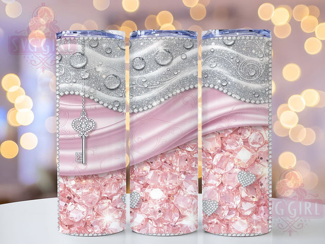 Pink Sparkle Glam Tumbler, Glam Sparkle Wrap, Digital Glitter Design, Sublimation Cup, 20oz Skinny Tumbler, Girly Glam Drinkware, Sparkly Pink Style Sublimation SvggirlplusArt 