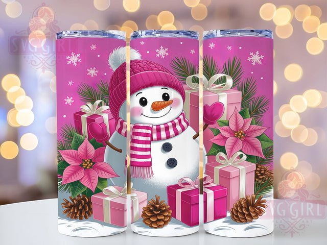 Pink Sparkly Snowman Tumbler, Sparkly Snowman Art, Pink Christmas Tumbler, 20Oz Wrap Design, Christmas Sublimation, Glitter Snowman Theme, Cute Holiday Design Sublimation SvggirlplusArt 