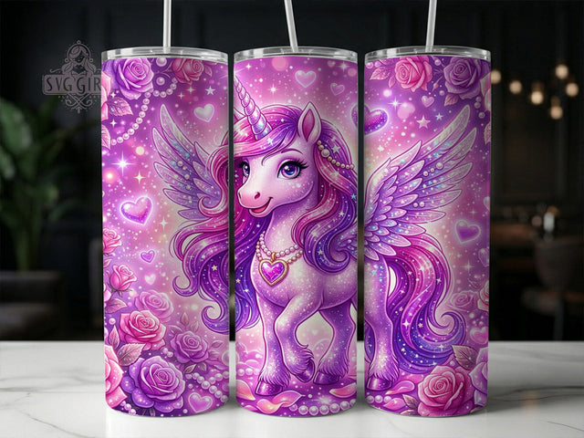 Pink Sparkly Unicorn 20oz Tumbler, Pink Sparkly Unicorn, 20oz Tumbler Wrap, Sublimation Design, Cute Fantasy Art, Digital Download, Tumbler PNG, Sparkly Unicorn Wrap Sublimation SvggirlplusArt 