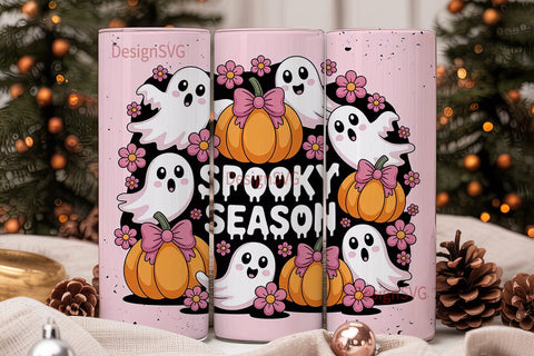 Pink Spooky Season 20oz Tumbler Wrap Sublimation DesignSVG 